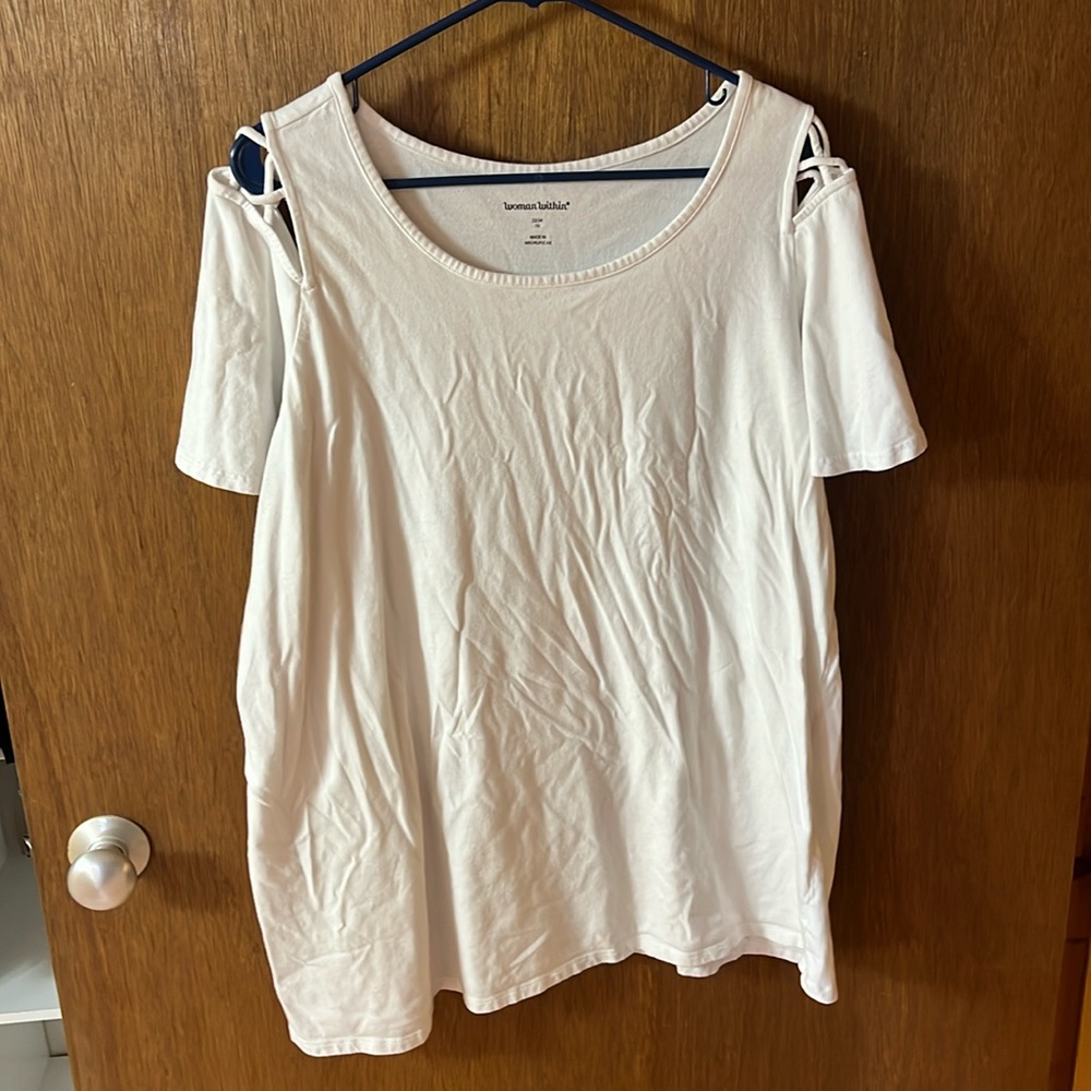 Woman Within White Short Sleeve Tee